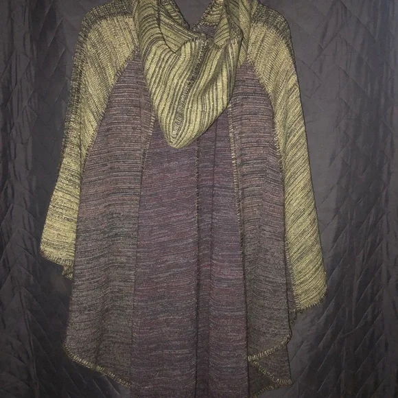 Magic Green and Brown Cozy Poncho Sweater - Picture 7 of 7